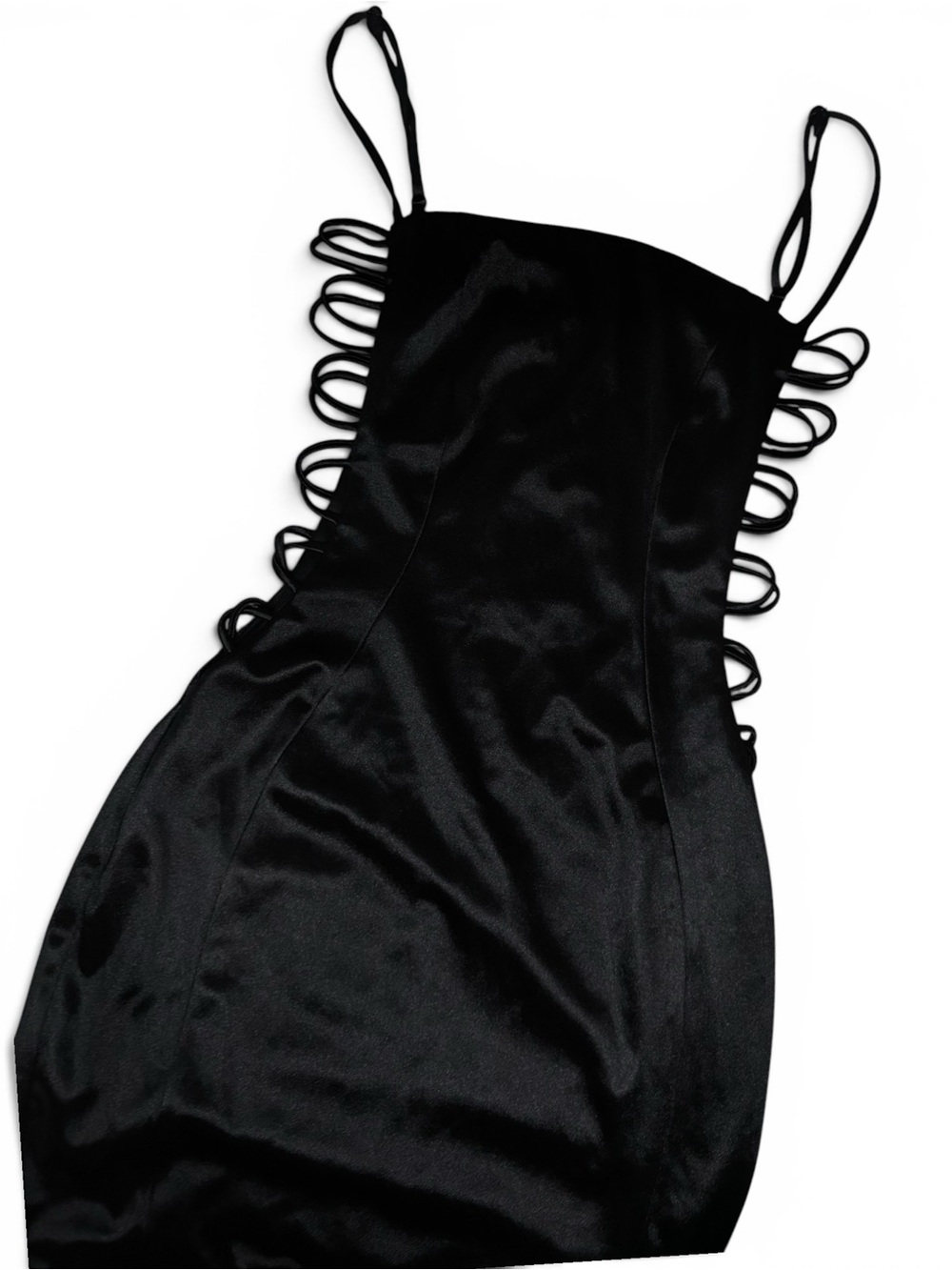 Windsor Black Satin Strappy Slip Dress - Picture 1 of 1